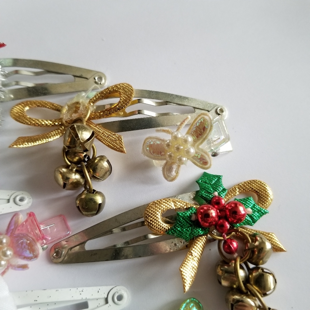 Lot of hair clips vintage to newer barrettes butterfly holiday Christmas - Picture 6 of 12